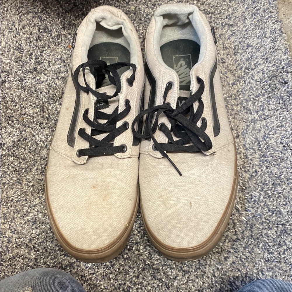 Vans Cream and Black Sneakers Classic Low-Top Design
